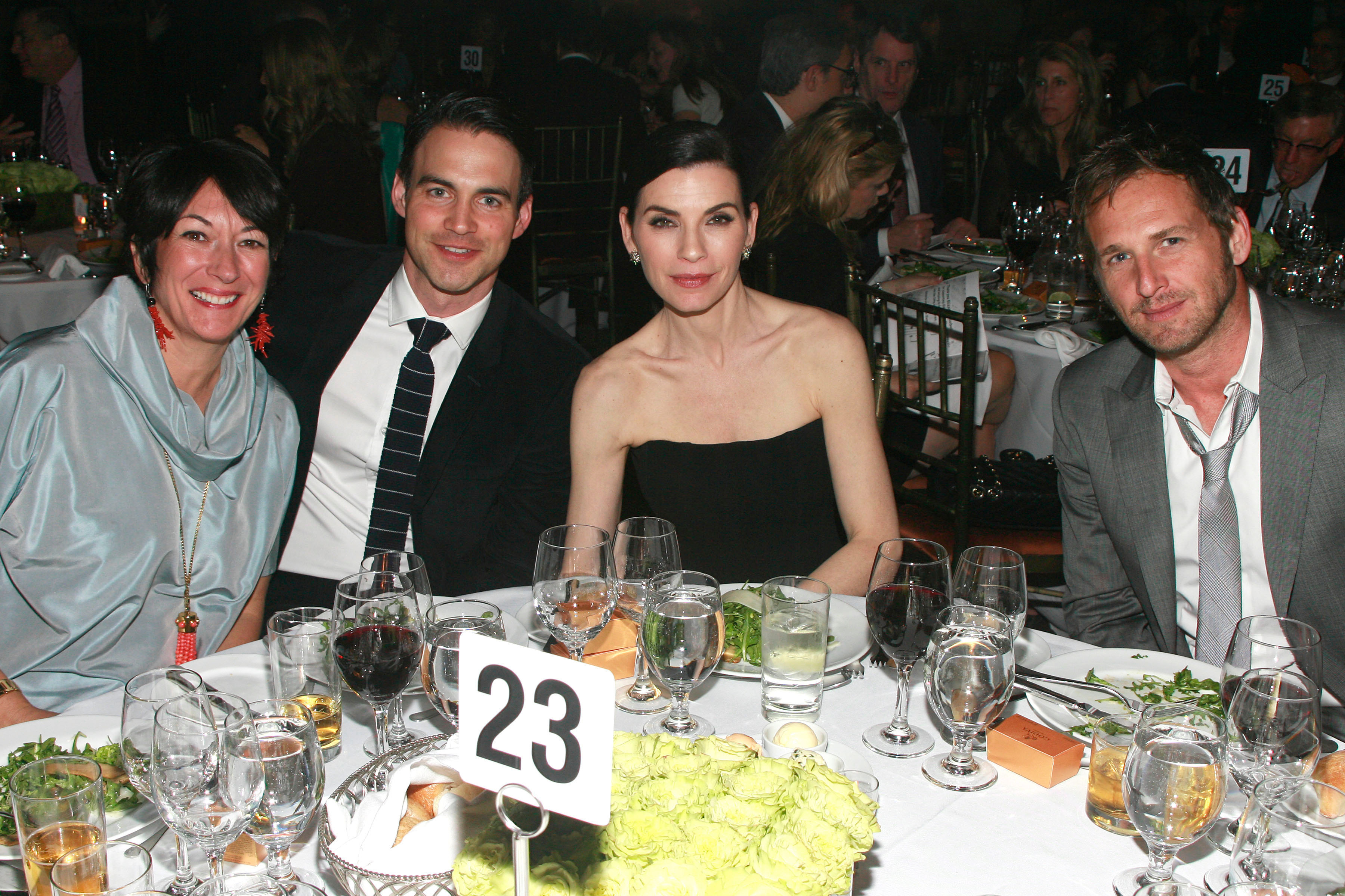 A pre-arrest Ghislaine Maxwell with some of her famous friends