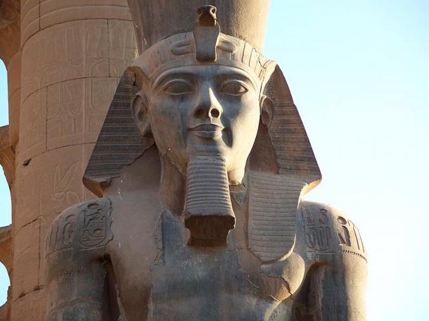 A Closeup of a Ramesses II Colossus in Luxor Temple