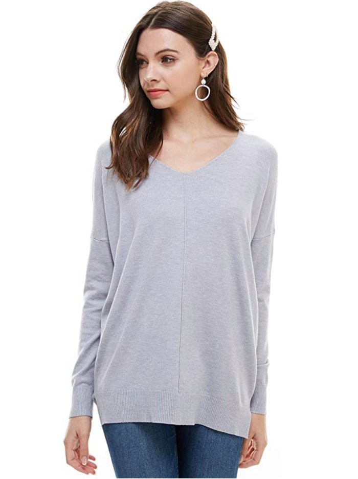 Alexander + David Women's Oversized Extra Soft V-Neck Pullover Sweater