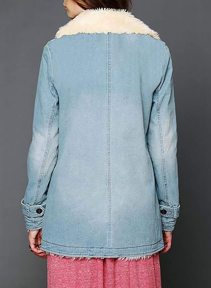 Sidefeel Denim Faux-Fur Oversized Coat
