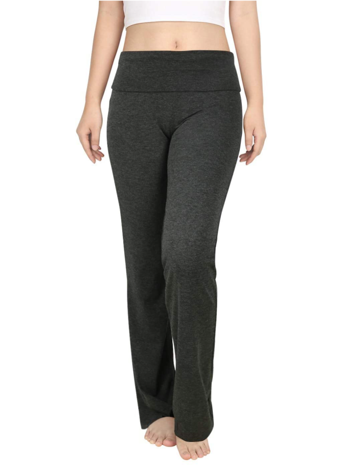 HDE Women's Color Block Fold Over Waist Yoga Pants