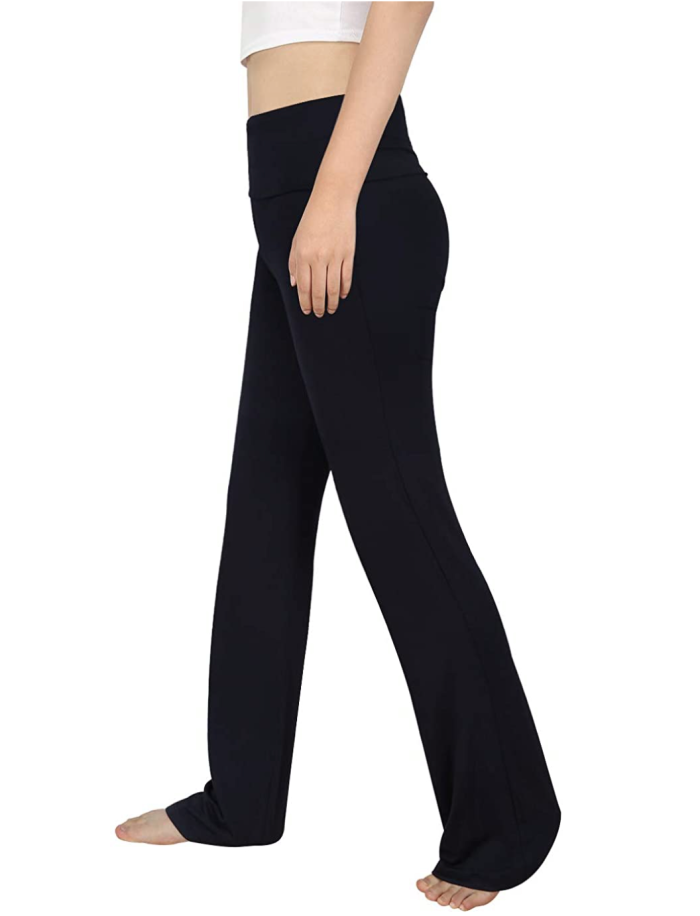 HDE Women's Color Block Fold Over Waist Yoga Pants