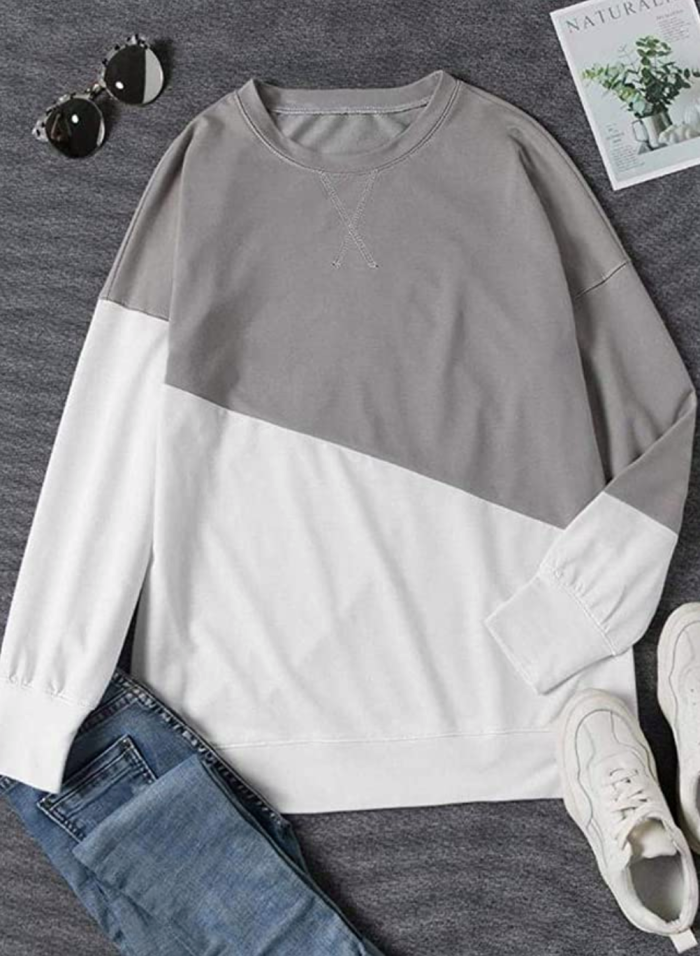 Elapsy Women's Long Sleeve Oversized Pullover Sweatshirt