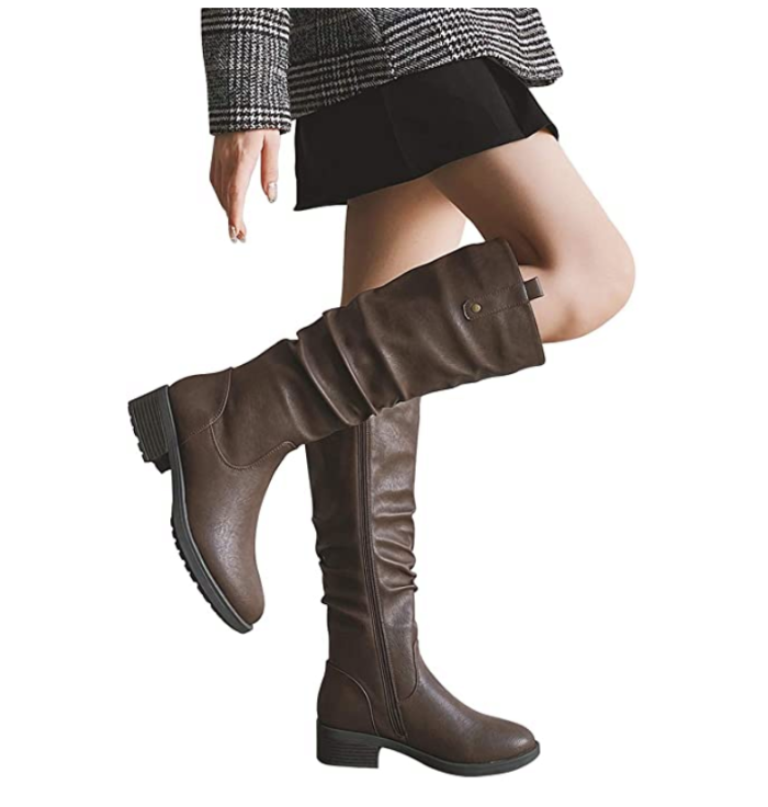 Savaii Women's Low Heel Round Toe Knee High Boots