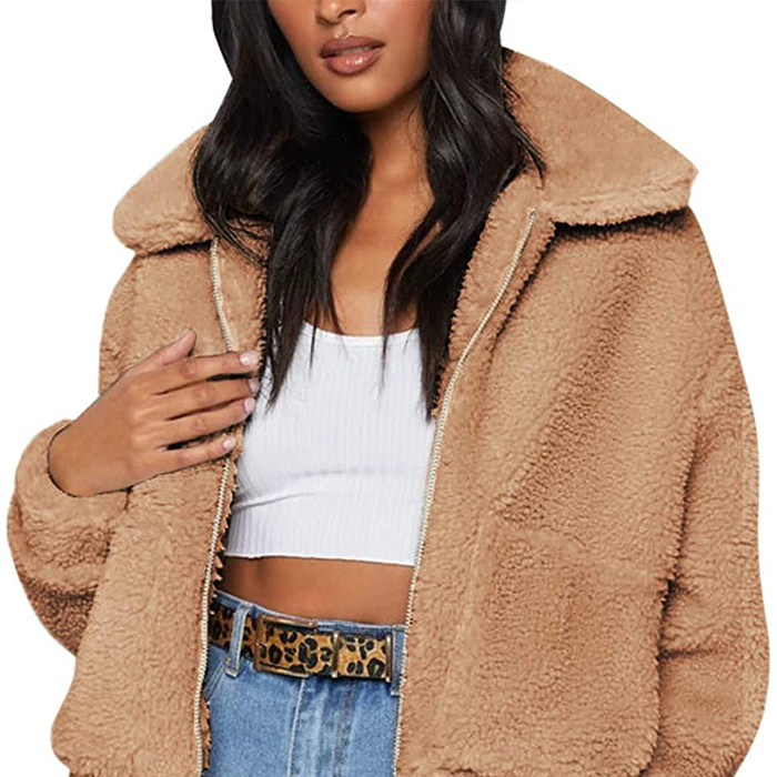 MEROKEETY Sherpa Fleece Fuzzy Jacket