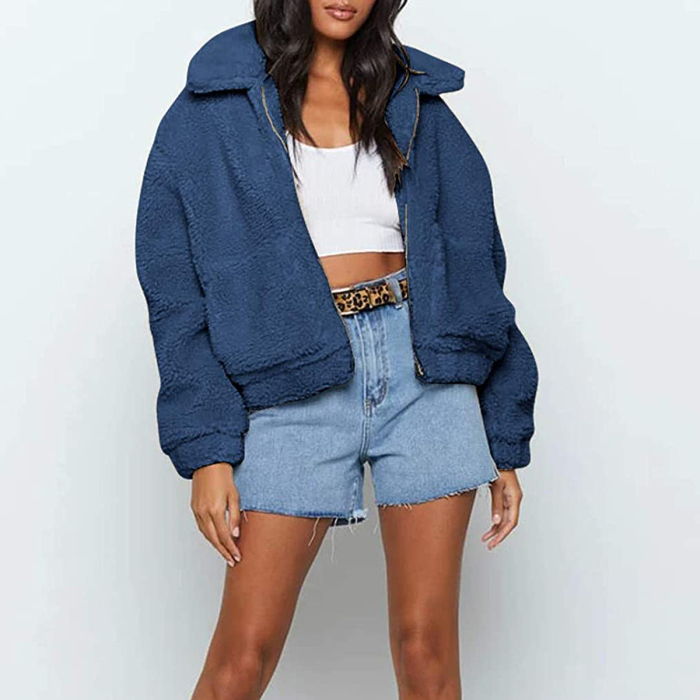 MEROKEETY Sherpa Fleece Fuzzy Jacket