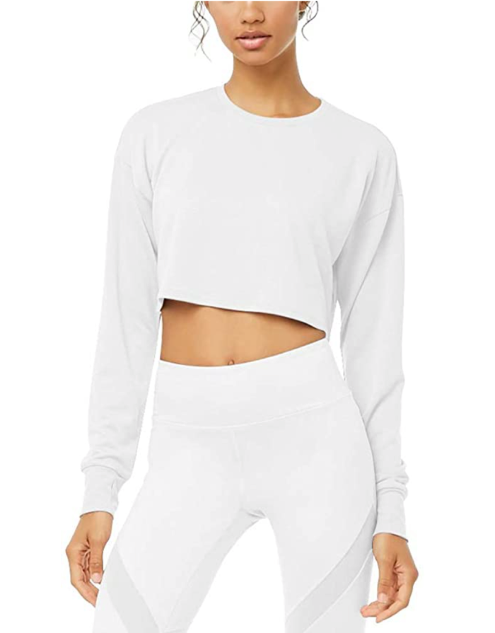 Bestisun Long Sleeve Crop Top Cropped Sweatshirt for Women