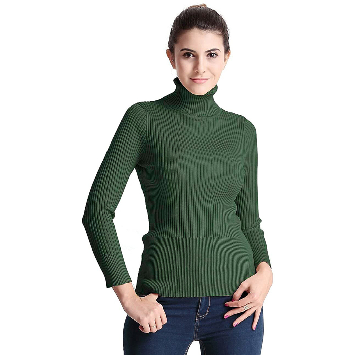 PrettyGuide Ribbed Turtleneck Long Sleeve Sweater