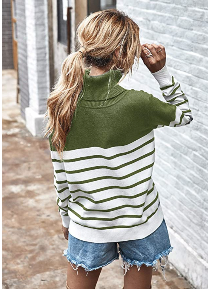 KIRUNDO 2020 Women’s Turtleneck Knitted Long Sleeve Loose Ribbed Sweater