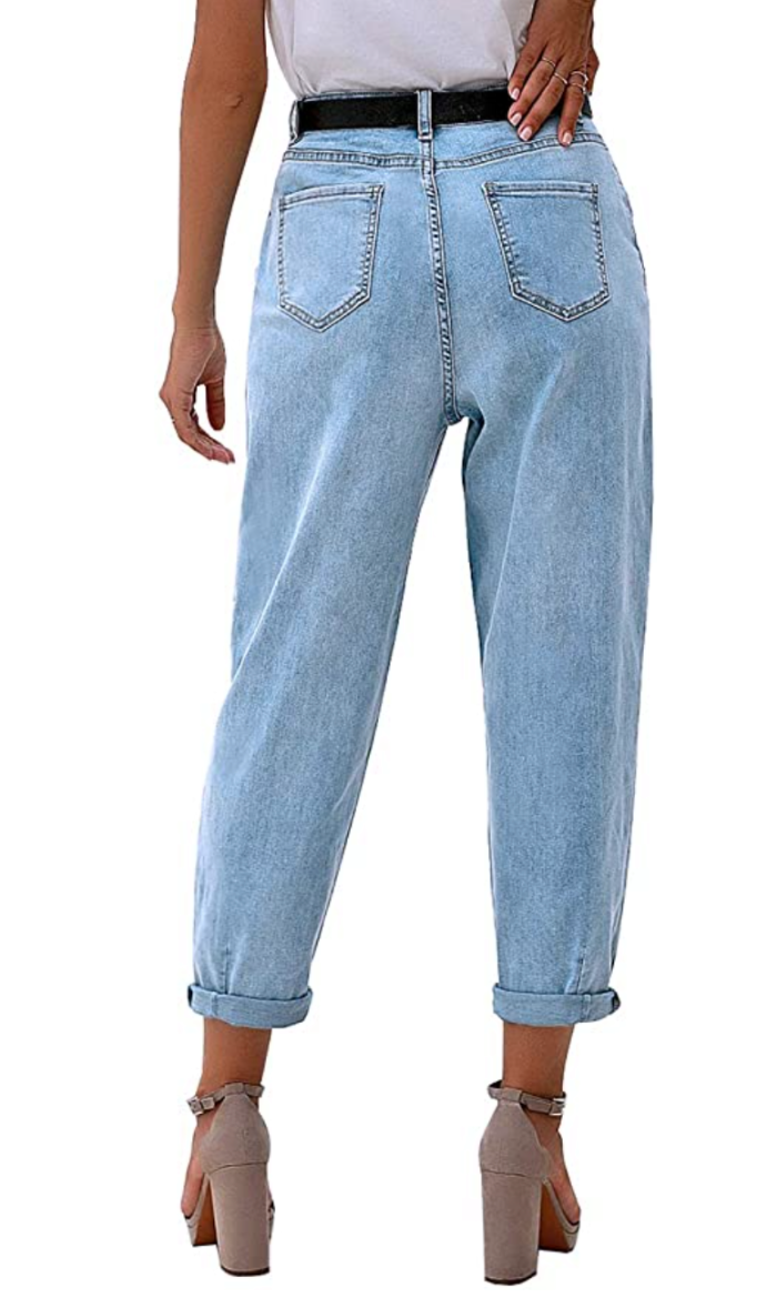 luvamia Women's Classic High Waist Stretch Loose Balloon Tapered Mom Jeans