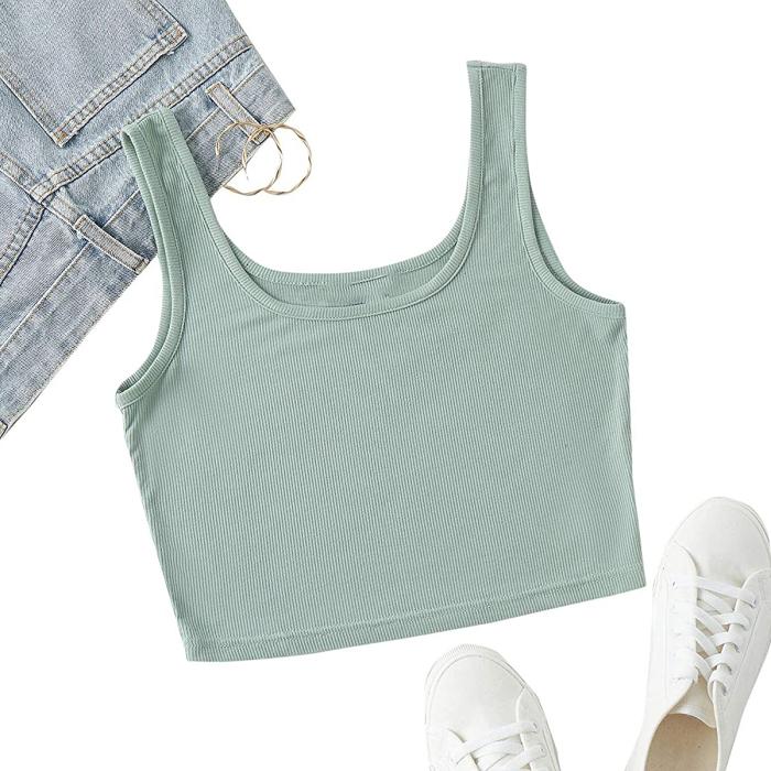 SweatyRocks Sleeveless Casual Ribbed Knit Crop Tank Top