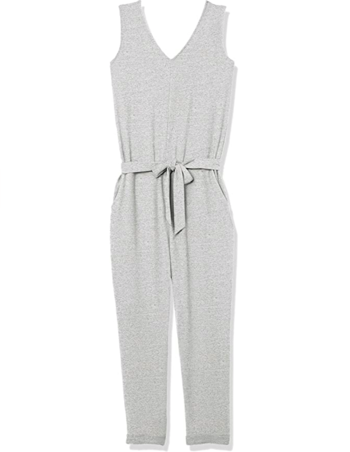 Daily Ritual Women's Cozy Knit Relaxed-Fit Sleeveless Tie-Waist Jumpsuit