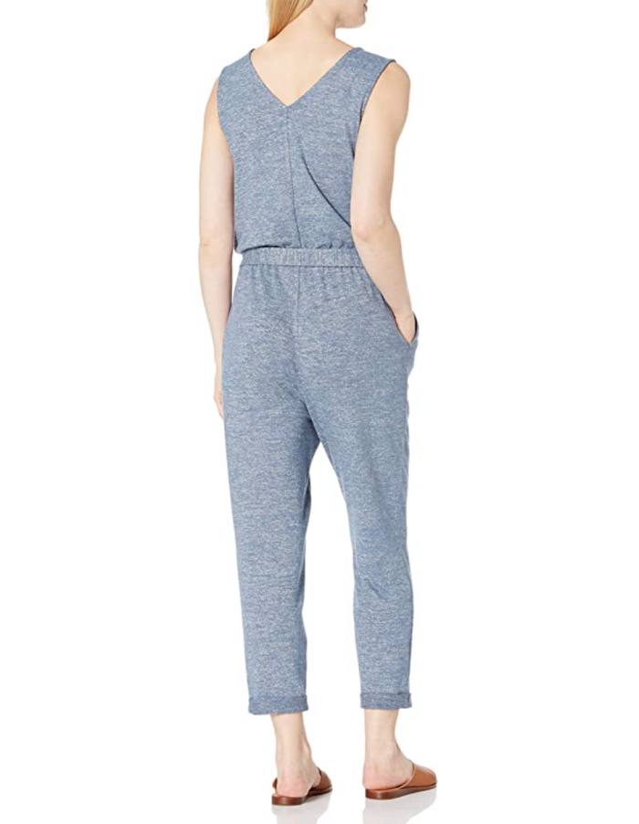 Daily Ritual Women's Cozy Knit Relaxed-Fit Sleeveless Tie-Waist Jumpsuit