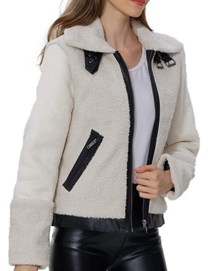 Bellivera Women's Wool Like Fuzzy Faux Fur Jacket