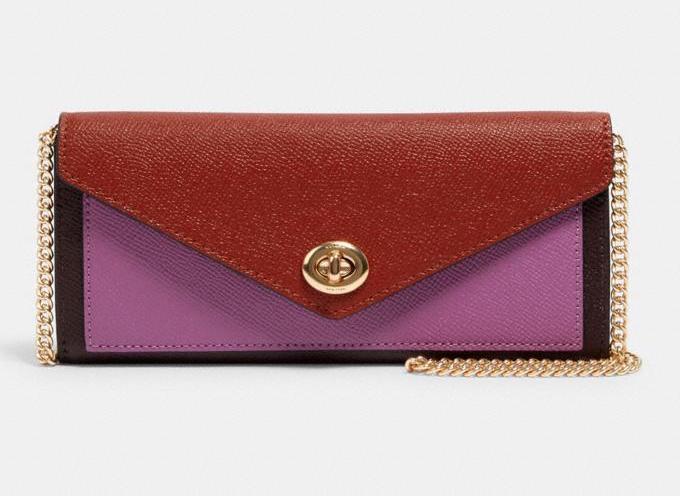 Slim Envelope Wallet With Chain In Colorblock