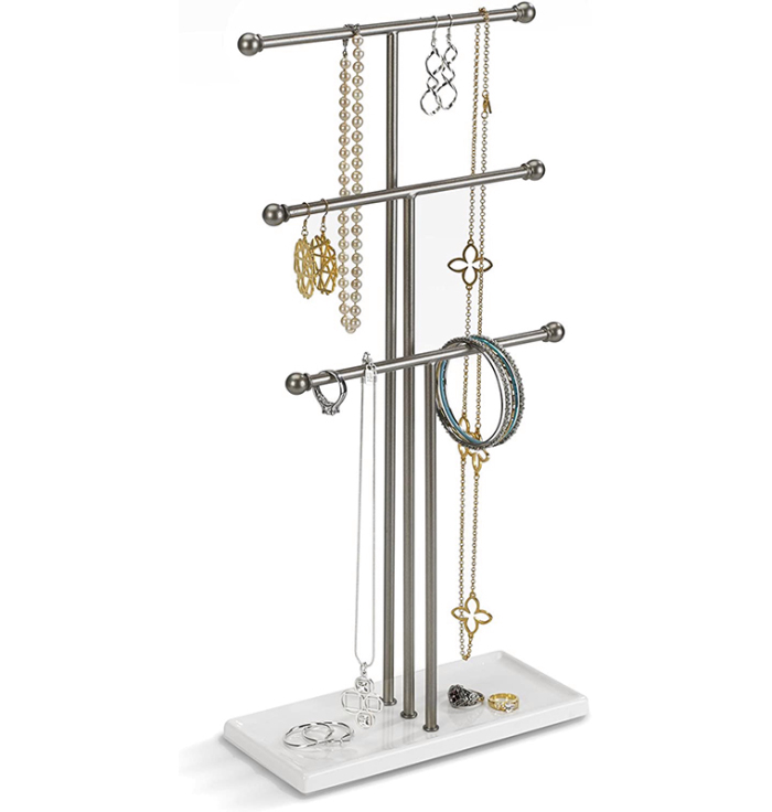 Umbra Trigem Hanging Organizer – 3 Tier Table Top Necklace Holder