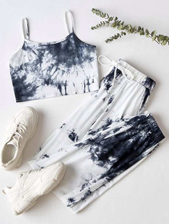 SweatyRocks Women's Casual 2 Piece Cami Top and Sweatpants Tracksuits Set
