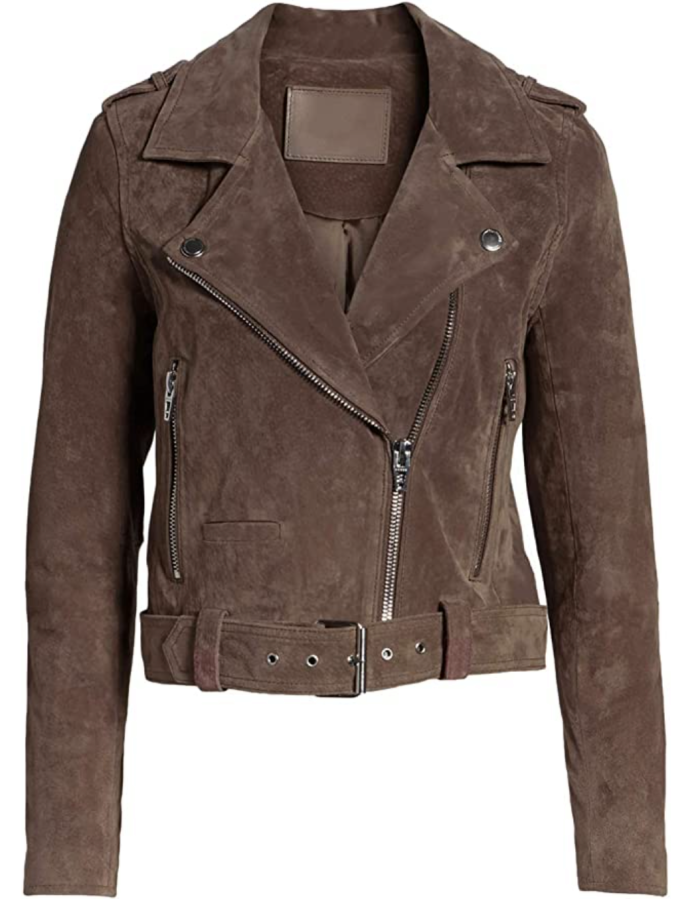 Blibea Women's Zipped Notch Collar Moto Biker Jacket