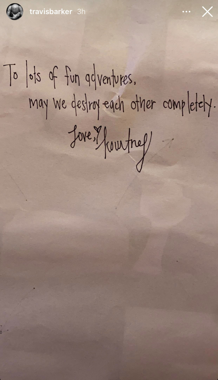 Travis Barker Shares Sexy Love Note From Girlfriend Kourtney Kardashian