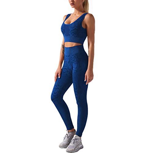 ICEYOU Workout Sets for Women 2 Piece High Waist, Yoga Sets for Women 2 Piece Tie Dye Seamless Tracksuit Workout Outfits Sports Bra Set (Small, Deep Blue)