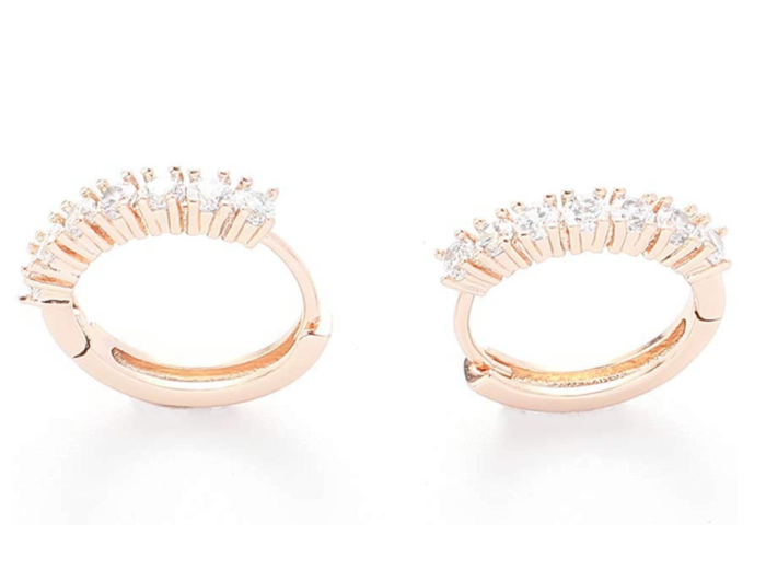 huashengmi 14k gold-plated inlaid cubic zirconia hypoallergenic earrings