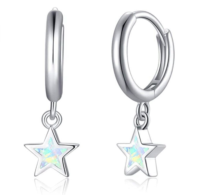 COMORE Hypoallergenic Opal Star Hoop Earrings