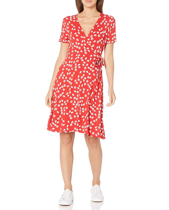 Amazon Essentials Women's Cap-Sleeve Faux-wrap Dress
