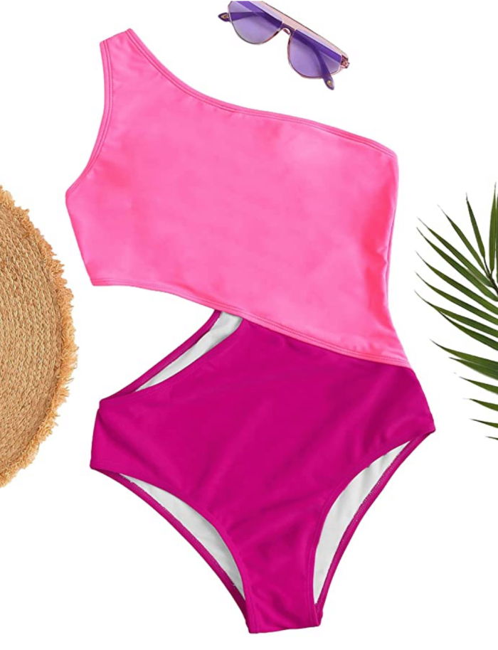 SweatyRocks Women's One Shoulder Cutout One Piece Swimsuit Monokini