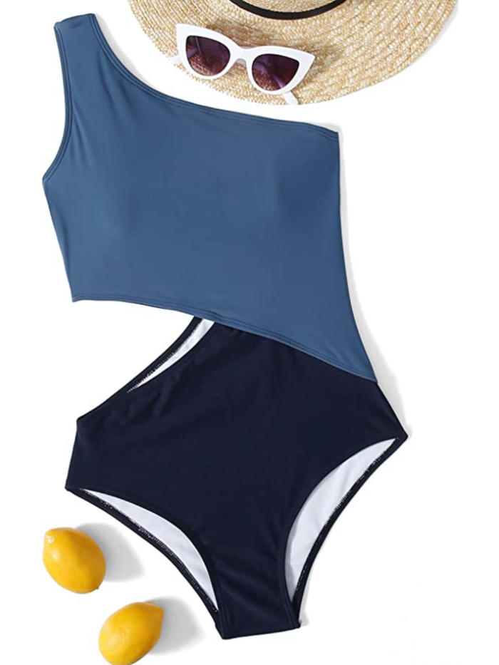 SweatyRocks Women's One Shoulder Cutout One Piece Swimsuit Monokini