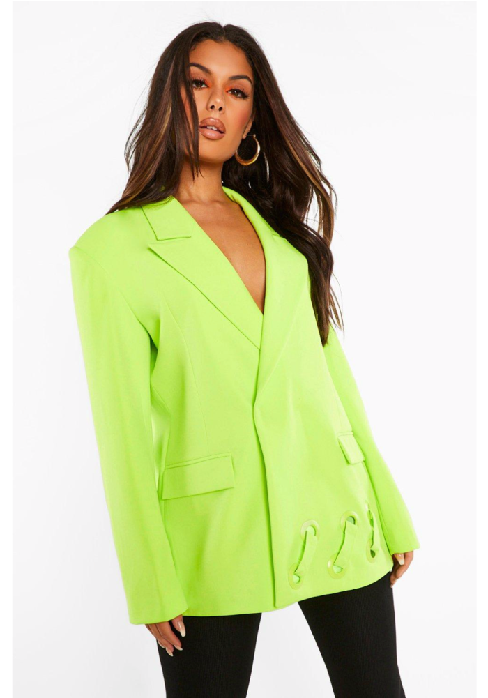 Oversized Eyelet Detail Blazer