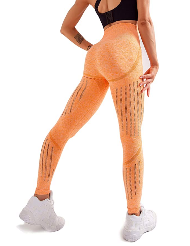 Redqenting Women’s High Waist Seamless Leggings (Orange)