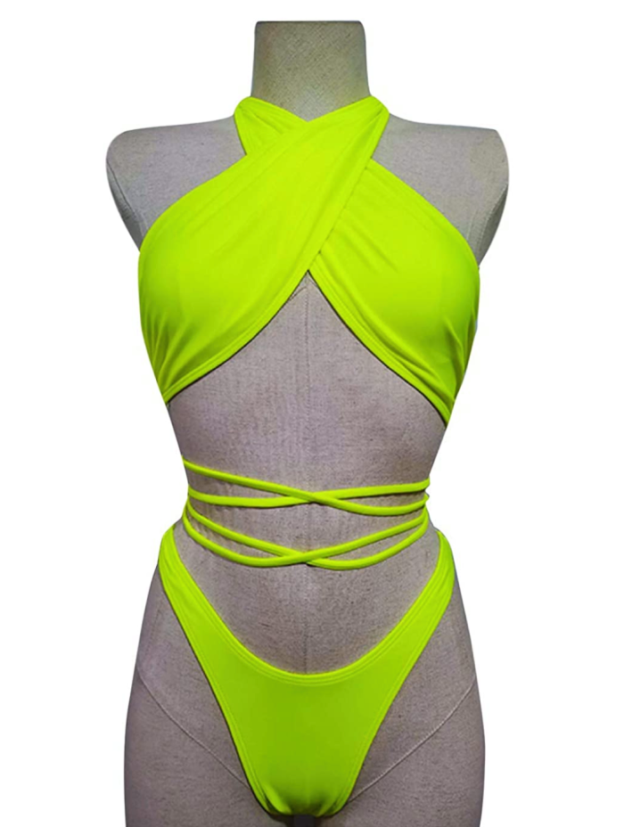 JUMISEE Women's Neon Strappy Bikini