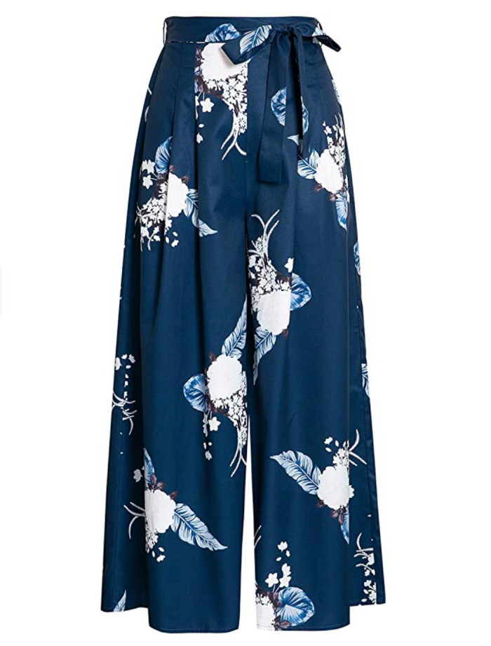 GRACEVINES Women’s Summer Boho Floral Wide Leg Pants