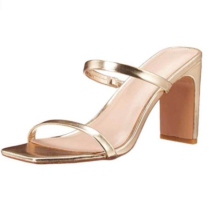 The Drop Women's Avery Square Toe Two Strap High Heeled Sandal