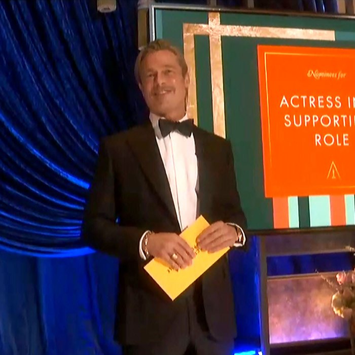 Oscars 2021 His Fave Romeo Brad Pitt Gives Shout Out Leo DiCaprio While Presenting