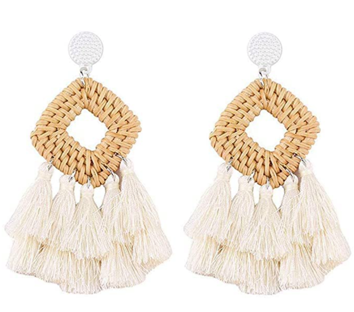 Sunmoon Bohemian Rattan Tassel Earrings