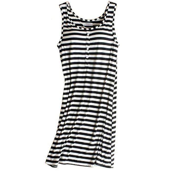 Rofala Sleeveless Button Built-in Bra Casual Sleepwear Dress