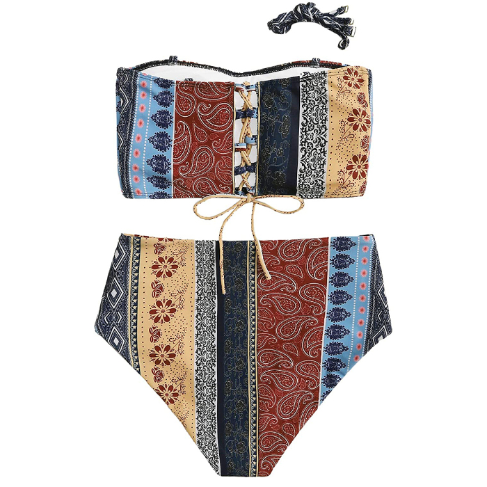 Floerns Boho Two-Piece High Waist Bathing Suit