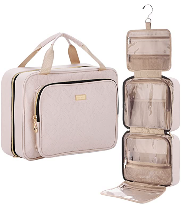 NISHEL 4 Sections Hanging Travel Toiletry Bag Organizer