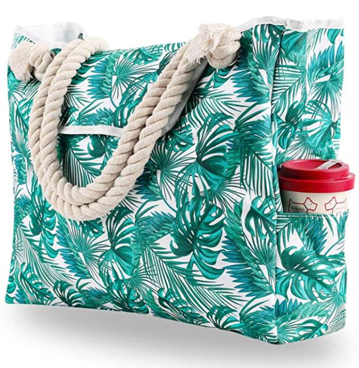 Genovega Extra Large Waterproof Canvas Beach Bag
