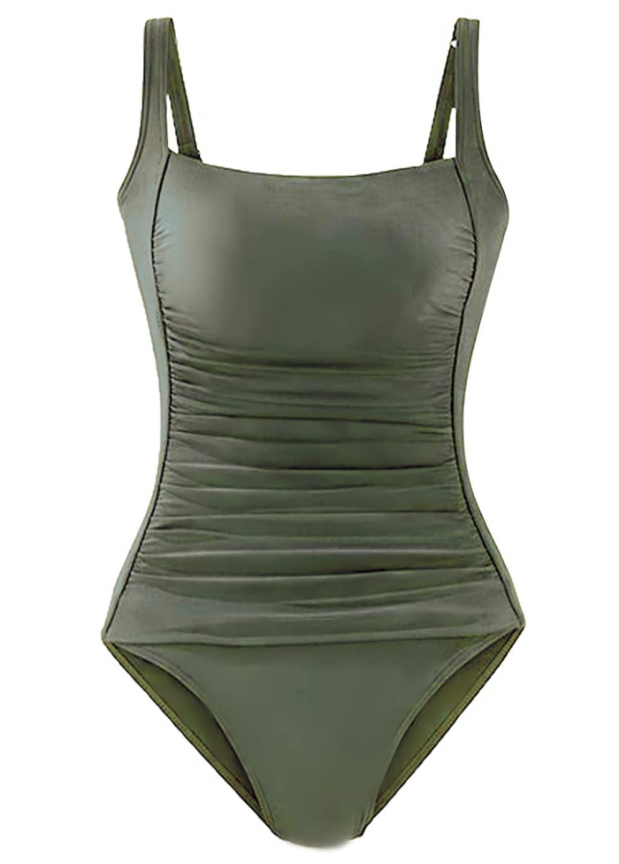 Upopby Women's Vintage Padded Push-up One Piece Tummy Control Swimsuit