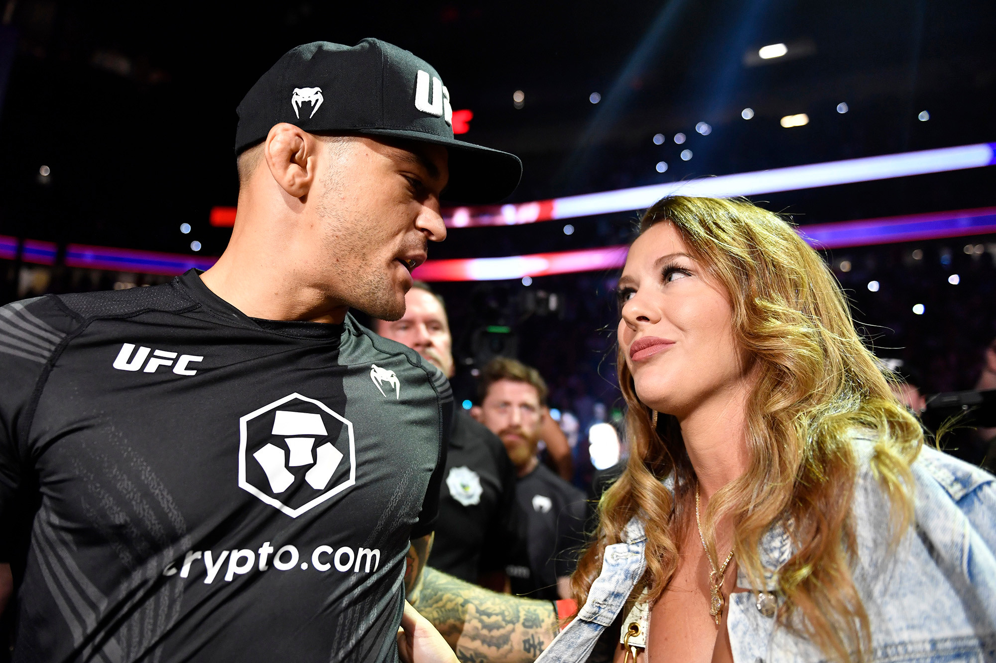 Dustin Poirier and his wife Jolie at UFC 264 on July 10, 2021. 