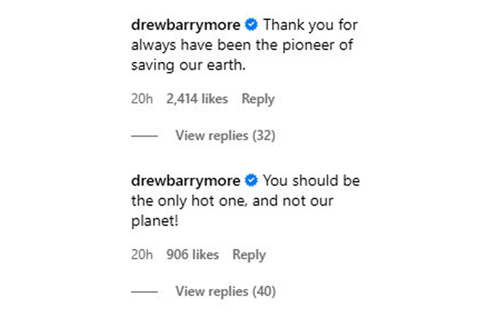 Drew Barrymore Flirts With Leonardo DiCaprio Climate Change Post