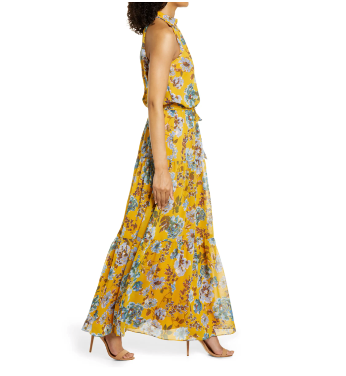 Julia Jordan Floral Halter Neck Maxi Dress
