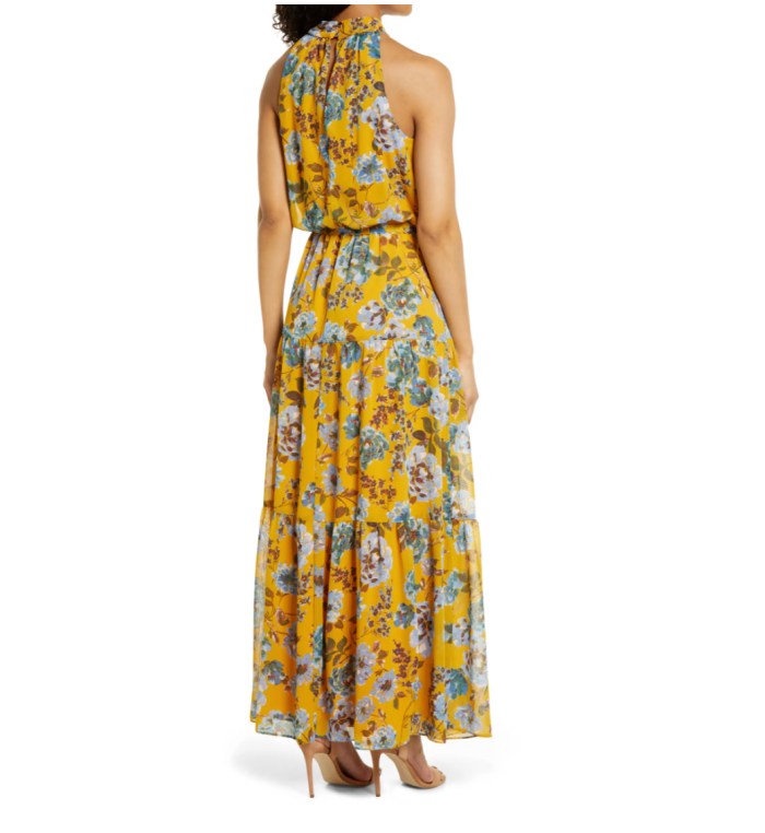 Julia Jordan Floral Halter Neck Maxi Dress