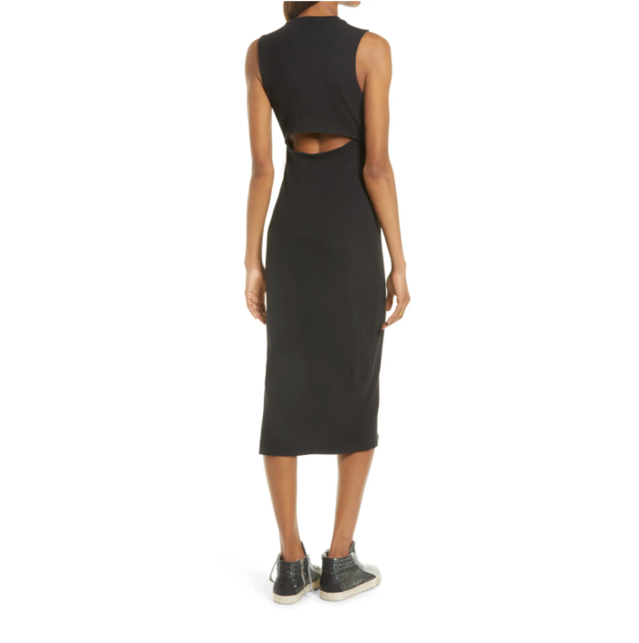Treasure & Bond Rib Cutout Cotton Stretch Midi Dress