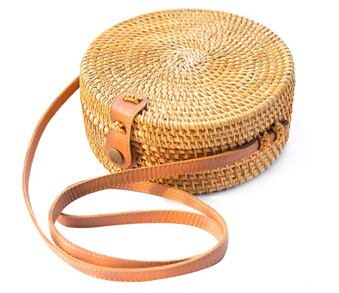 NATURAL NEO Handwoven Round Rattan Bag
