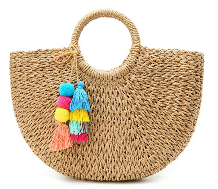 Epsion Womens Large Straw Beach Tote Bag