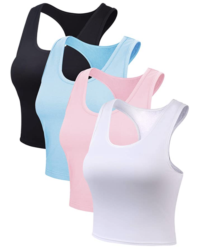 Boao 4 Pieces Basic Crop Racerback Tank Tops