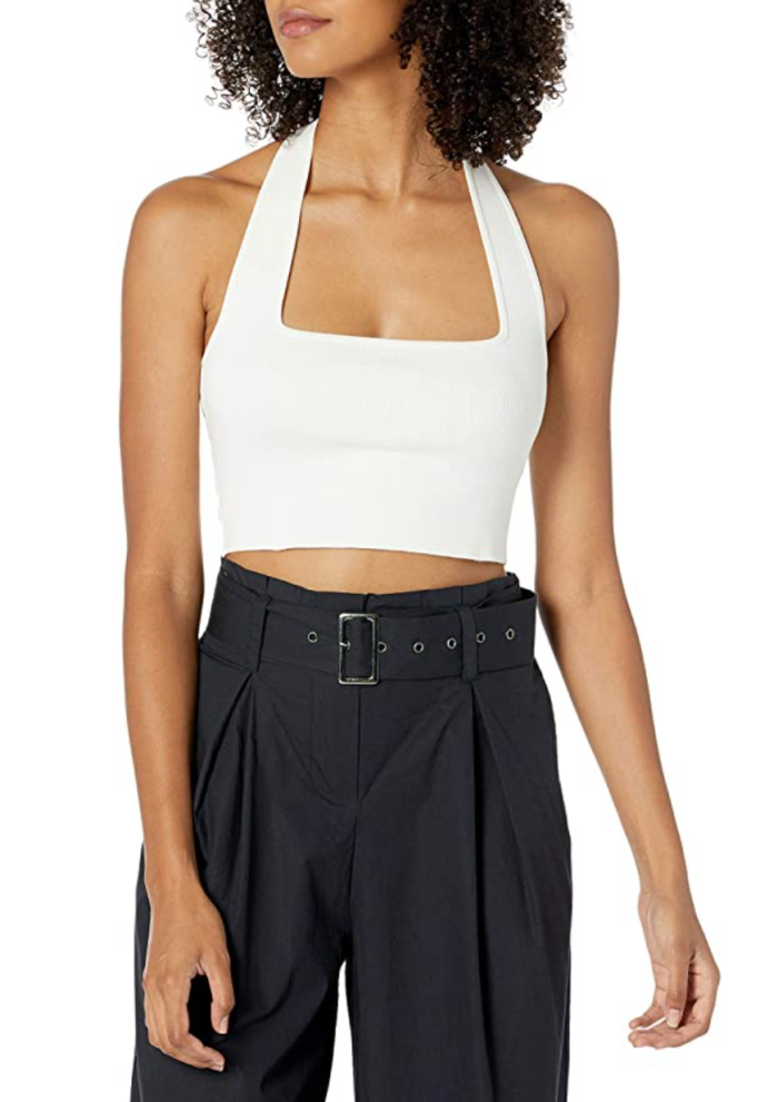 The Drop Women's Greta Fitted Square Neck Halter Sweater Bralette